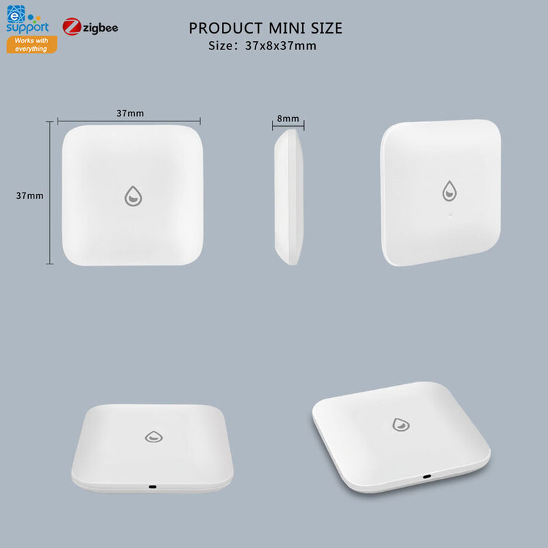 Tuya alarm Sensor celup Air Mini, sistem pelindung keamanan rumah pintar, Sensor kebocoran air ZigBee, tingkat meluap