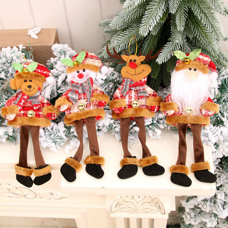 Accesorios de decoración navideña para niños, muñeco de nieve colgante de tela de patas largas, juguetes de oso de ciervo Kawaii, regalos nuevos