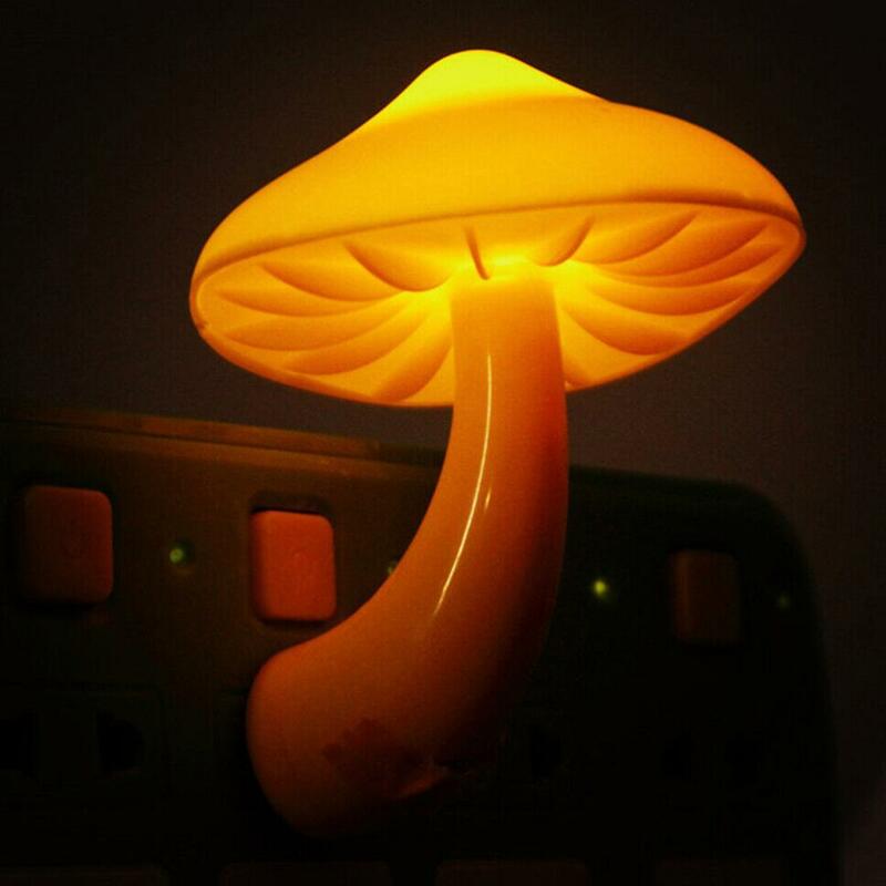 Cogumelo LED Quarto Night Light Tomada de parede Sensor de controle de luz branca quente Decoração de casa