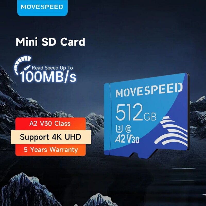 MOVESPEED-Carte Micro SD U3, carte mémoire Flash, 512 MBumental, 100 Go, 128 Go, 400 Go, 256 Go, 64 Go, carte TF haute vitesse pour révélation d'appareil photo