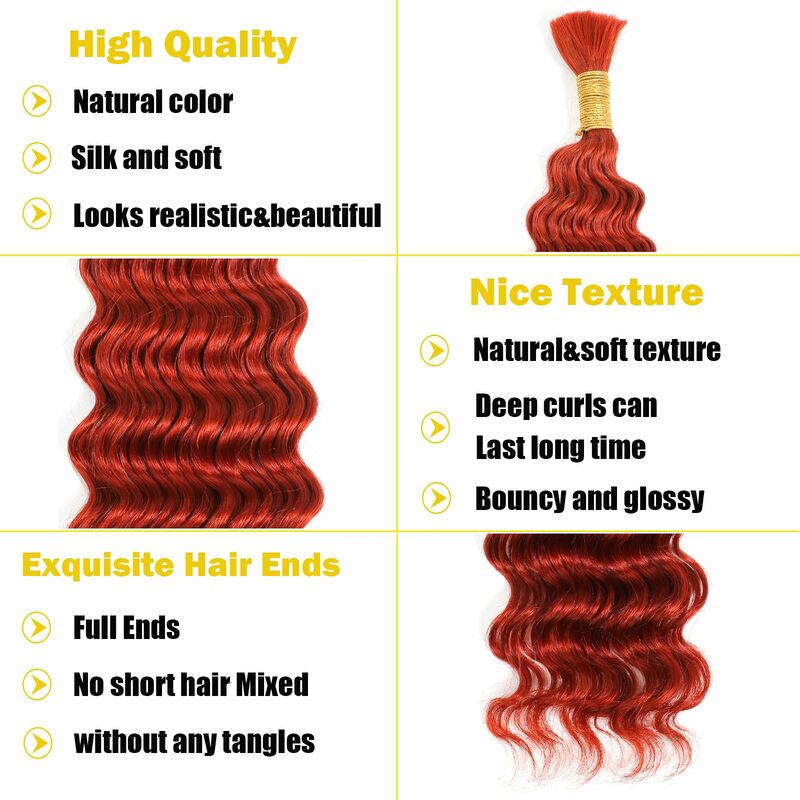 350 Color Deep Wave Bulk Human Hair for Braiding No Weft Virgin Hair 28 In Curly Human Braiding Hair Extensions for Boho Braids