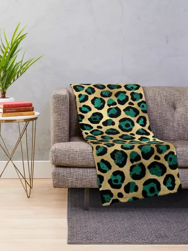 Manta verde oscuro con estampado de leopardo para bebés, mantas de diseñadores
