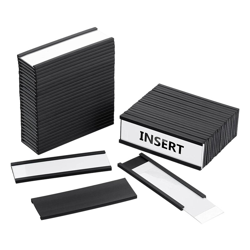 250 шт. магнитные держатели этикеток с магнитными держателями карт данных с прозрачными пластиковыми защитными пленками для металлической полки (1X3 дюйма)