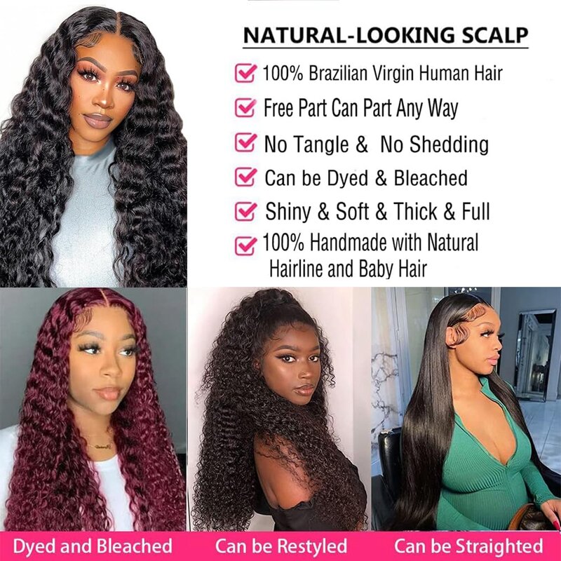 13x6 Deep Wave Ready to Wear Human Hair Wigs 13x4 water Wave Lace Front Wig Curly 5x5 Glueless Wig For Women Transparent lace