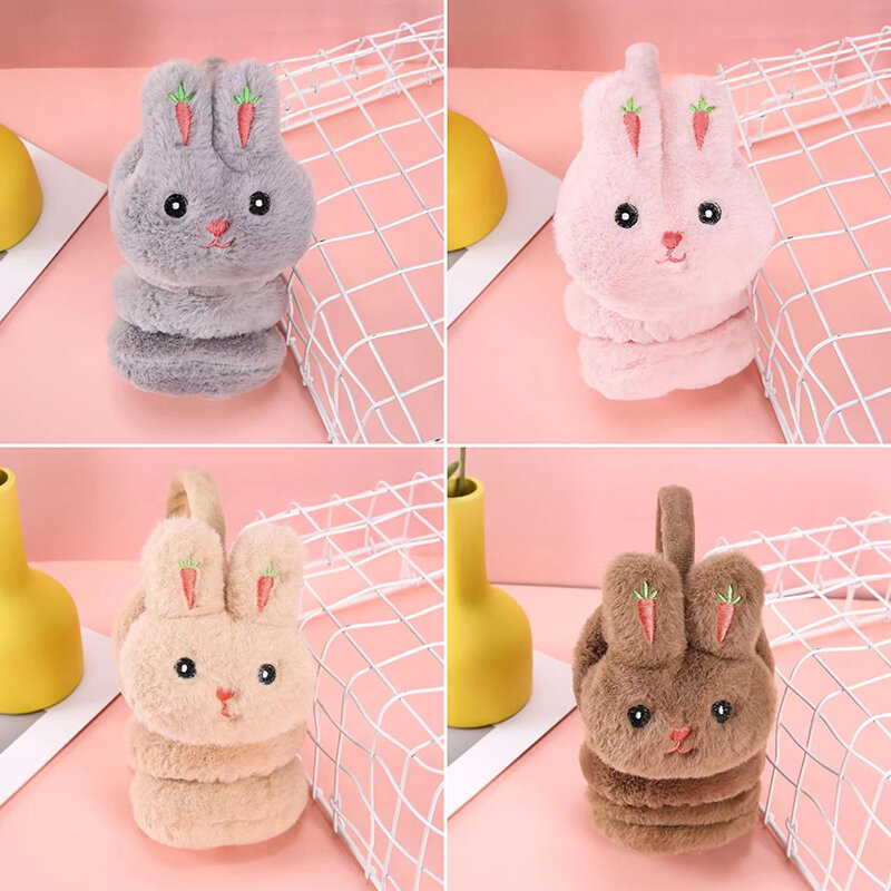 Cartoon Rabbit Plush Ear Cover para adultos e crianças, proteção de orelha macia, Earmuffs quentes, grossos, inverno