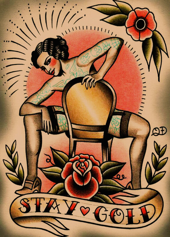 Unleash Your Inner Rebel with Vintage Kraft Paper Tattoo Artwork Prhonneur, Set of 6 Tattoo Art Posters, Home Wall Decor Painting