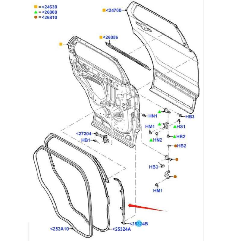 Porta traseira Weatherstrip para Ford Explorer 2011-2019, esquerda e direita, tiras de vedação, BB5Z7825325B, BB5Z7825324B