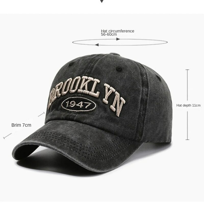 Wyszywane litery para czapka z daszkiem 2024 anty-Sun Trend Hip Hop Gorras Retro zmiękczana bawełna czapka golfowa cztery sezony