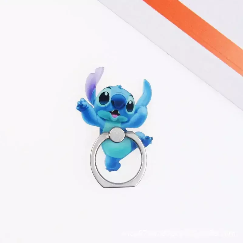 Disney figuras de acción de Stitch, soporte giratorio para teléfono móvil, bonito anillo de dedo de dibujos animados, modelo de agarre, almohadilla adhesiva, regalos Kawaii