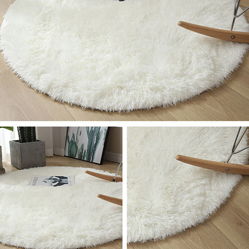 Fluffy Wool Rug Living Room Carpets Faux Fur Round Mat Kids Room Long Plush Rugs Home Bedroom Decor Shaggy Carpet