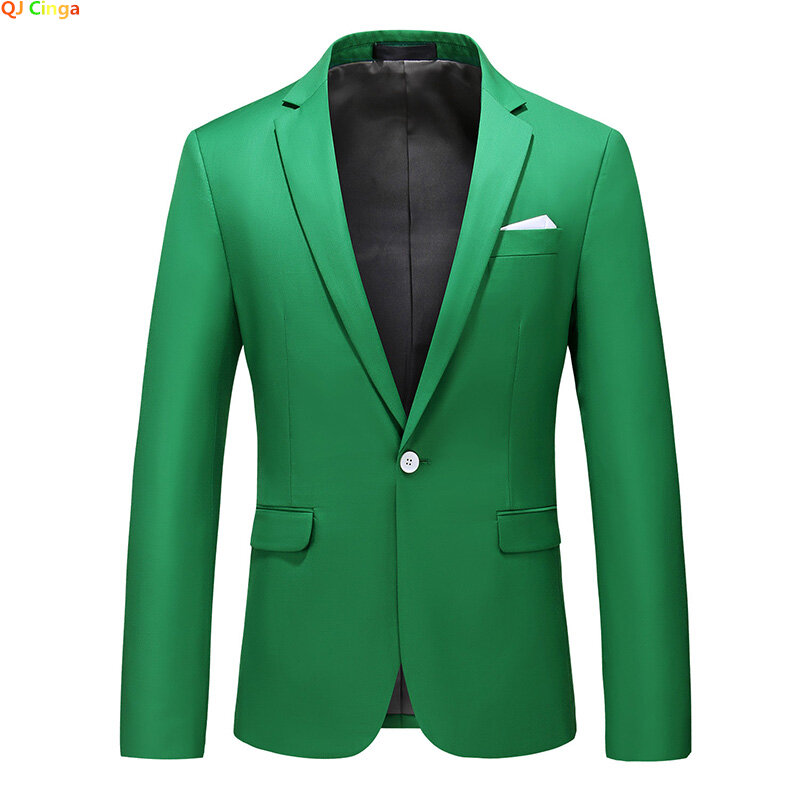Chaqueta de traje verde brillante para hombre, elegante Blazer Delgado, vestido de fiesta de boda, abrigo adecuado para todas las estaciones, talla grande 5XL 6XL
