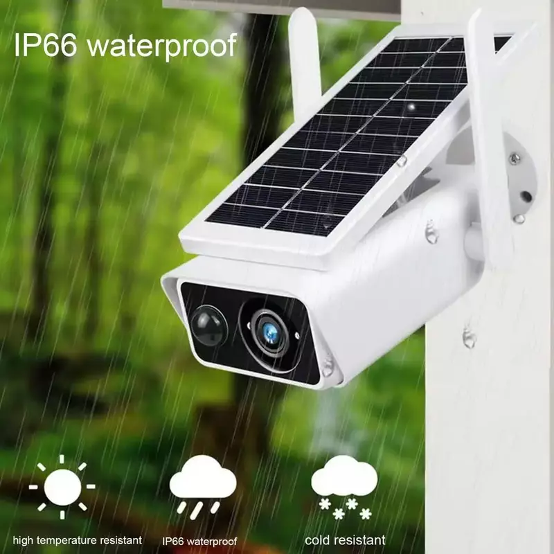 Солнечные камеры безопасности с ИК-датчиком обнаружения движения 2-стороннее Аудио IP66 Водонепроницаемая беспроводная наружная Wi-Fi камера безопасности