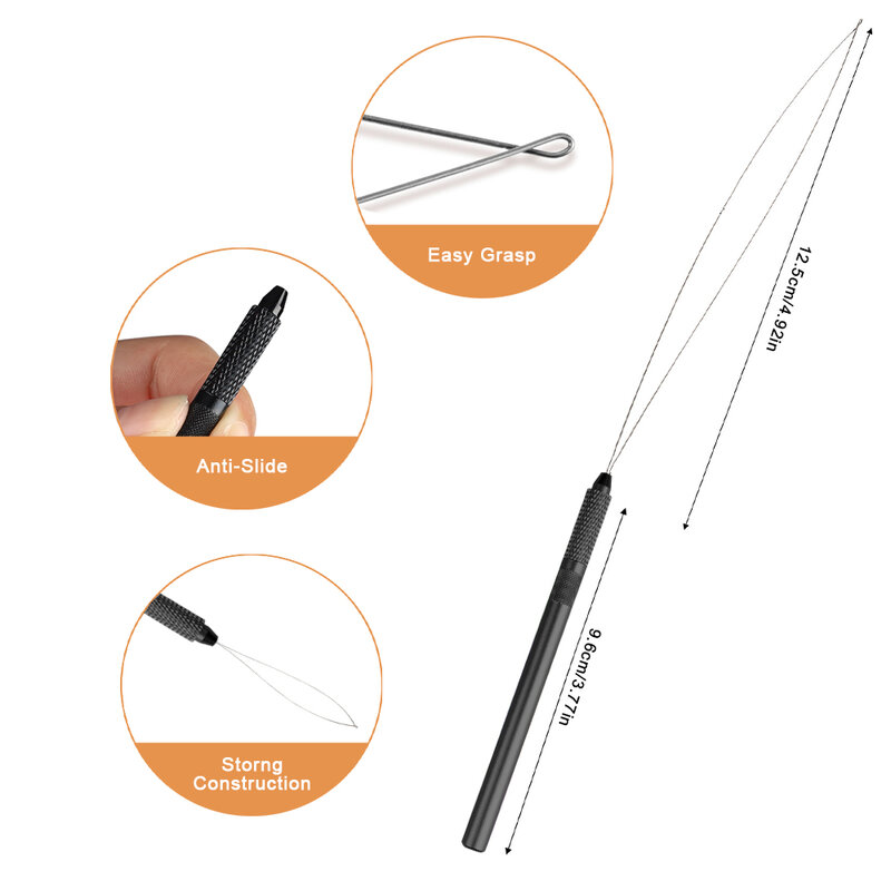 Threader Pulling Needles Micro Rings Loop Needle Wigs Hair Extensions Tool Removable Hair Extension Micro Ring Loop Tool