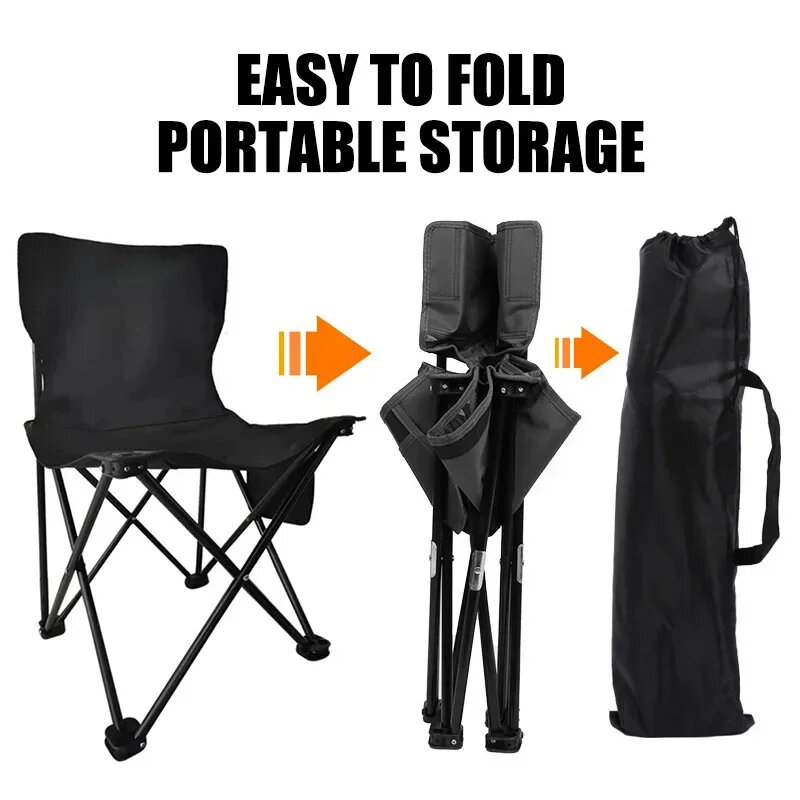 Sedia pieghevole portatile da esterno con borsa portaoggetti sedia da esterno pieghevole per auto cuscinetto leggero forte attrezzatura da campeggio Comfort