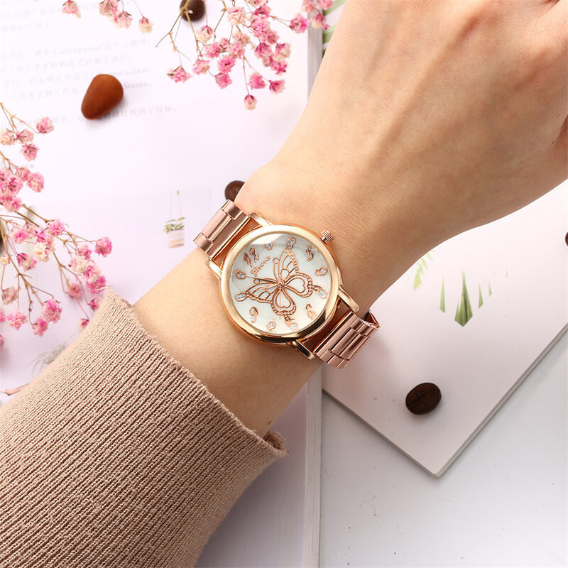 นาฬิกาควอทซ์ใหม่สำหรับผู้หญิงนาฬิกาลำลองสไตล์เดียวกันหน้าปัด Jam Tangan anak perempuan ลายเปลือกหอย