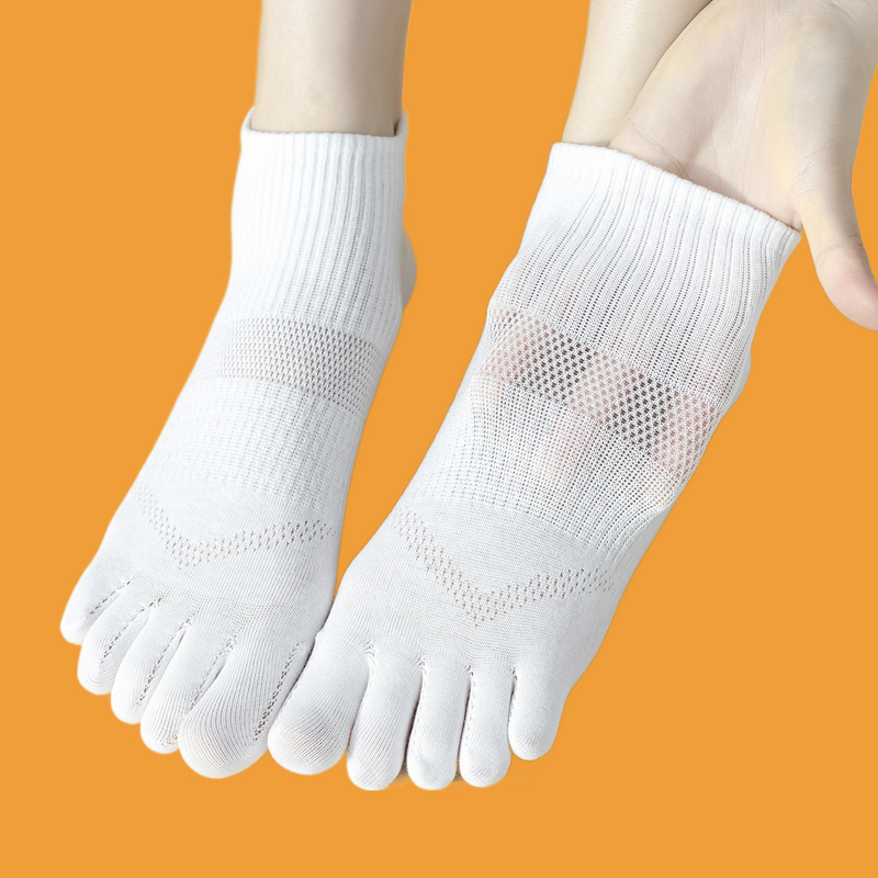 ถุงเท้าห้านิ้ว5/10คู่ถุงเท้าแฟชั่นสำหรับผู้หญิงผ้าฝ้ายที่มีคุณภาพสูงตาข่ายนิ้วเท้าฤดูร้อนถุงเท้ากีฬากันลื่นข้อต่ำ