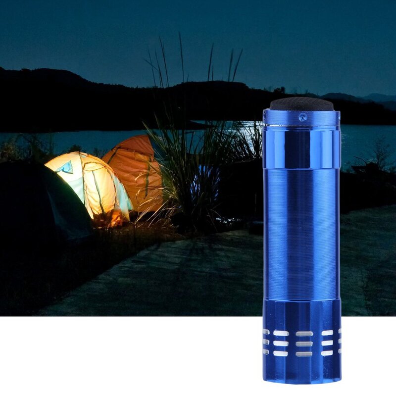 Neue wasserfeste leichte super solide 9 LED Mini ultra helle Outdoor-Taschenlampen Taschenlampe blau Aluminium für Camping