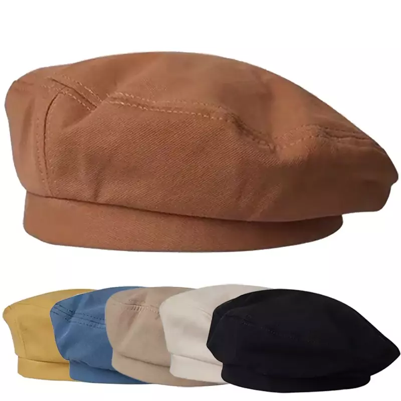 Хлопковые женские береты, зимние шапки, винтажная французская клетчатая кепка в стиле милитари, шапка художника, осень 2021, уличный восьмиугольный берет для девочек, кепки