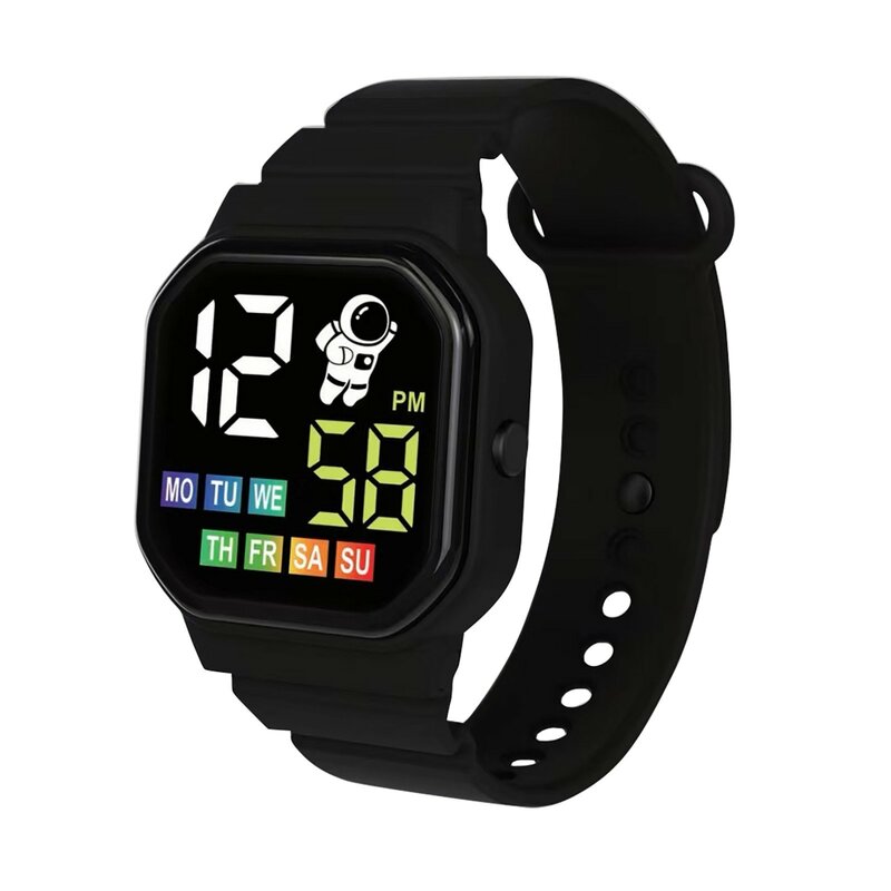 子供のためのLEDデジタル時計、男の子と女の子のための電子腕時計、学生、子供のための防水スポーツウォッチ、かわいいパターンの腕時計