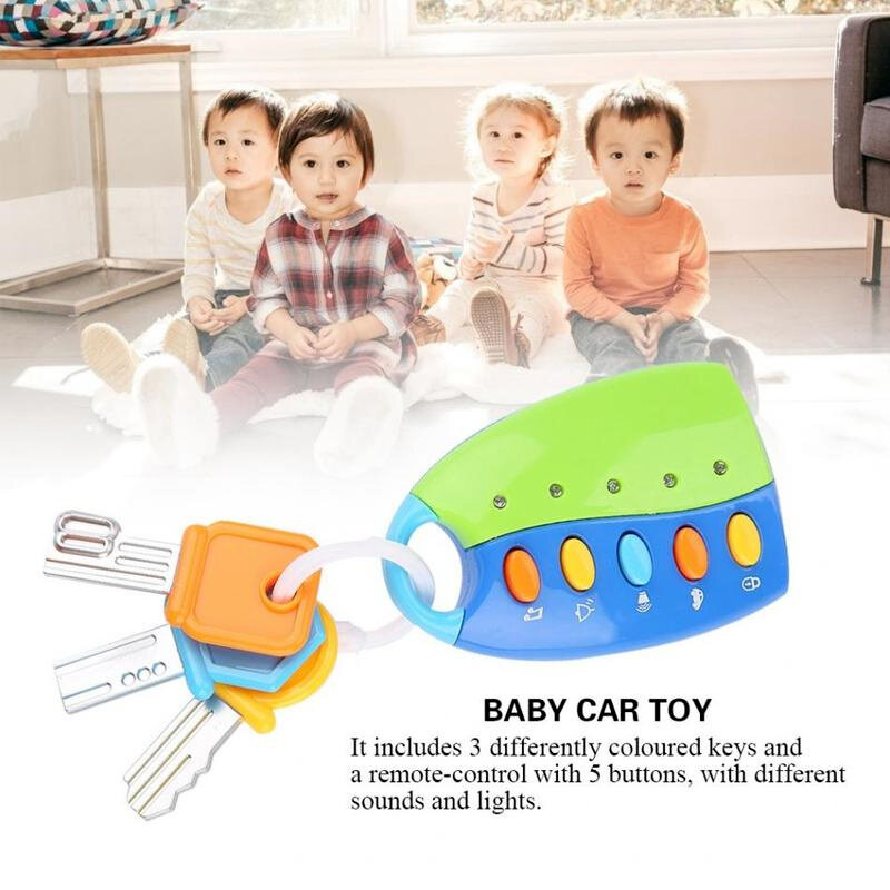 Coche de juguete con Control remoto inteligente para bebé, llave con voz, música, educativo