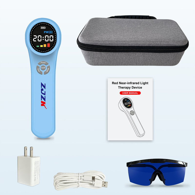 ZJZK 레이저 근육 통증 감소, 1760mW 콜드 레이저 요법, 개용 인대 염좌를 쫓기 위한 810nmx4 다이오드 + 980nmx4 다이오드, 660nm 레이저