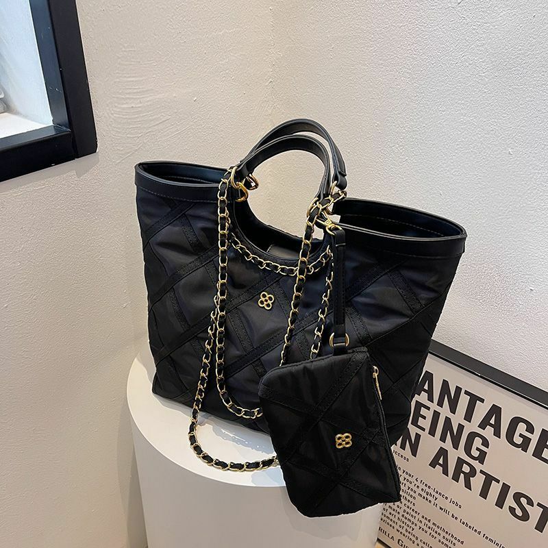 Женская сумка, новая модная повседневная сумка на цепочке с вышивкой, вместительная сумка через плечо, роскошный дизайн, ручная сумка для покупок Lingge, сумка-тоут