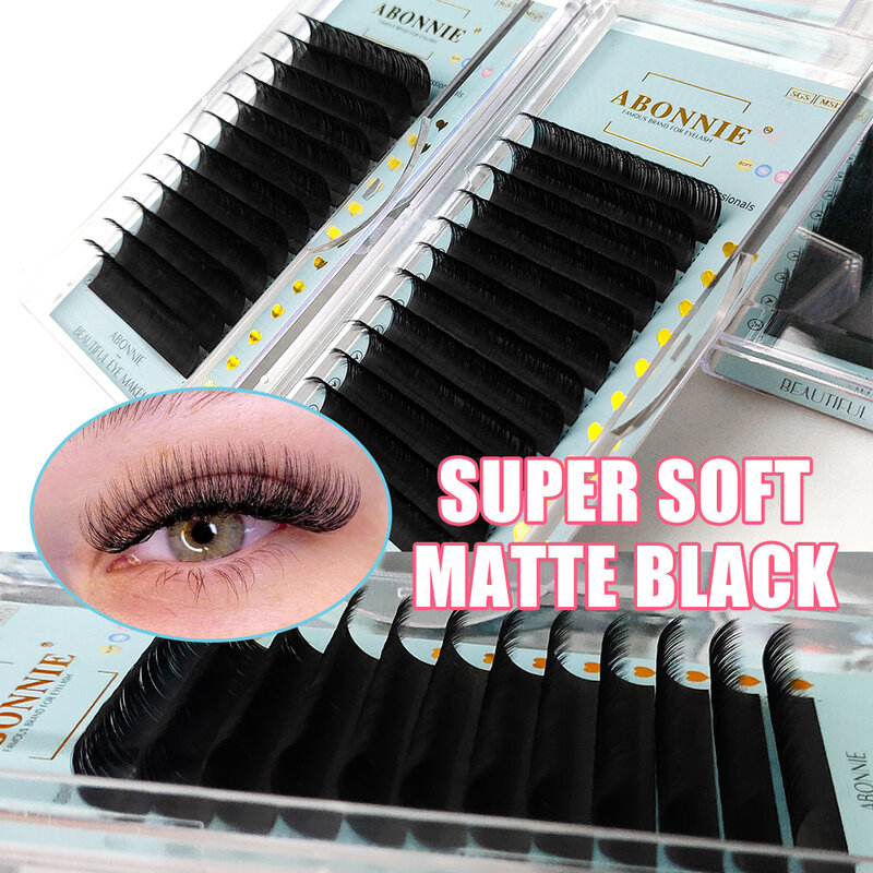 Abonnie Matte Black Volume Cashmere Lashes C CC D Individual Eyelash Extensions Makeup Cilios