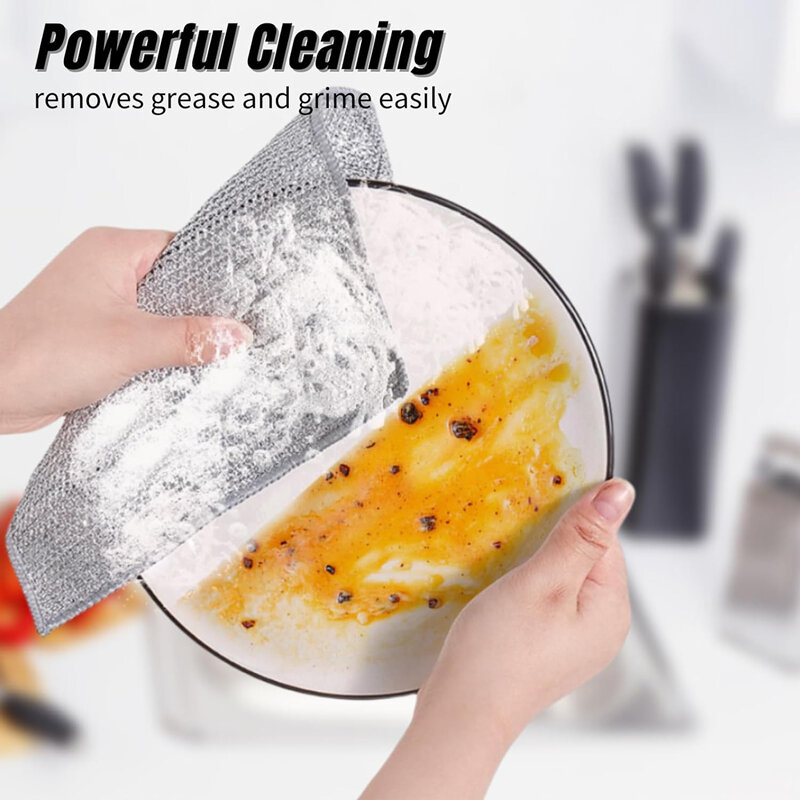 New Thickened Cleaning Cloth Kitchen Magic Dishwashing Towel Metal Steel Wire Cleaning Rag Microwave Stove Clean Tool Dish Cloth