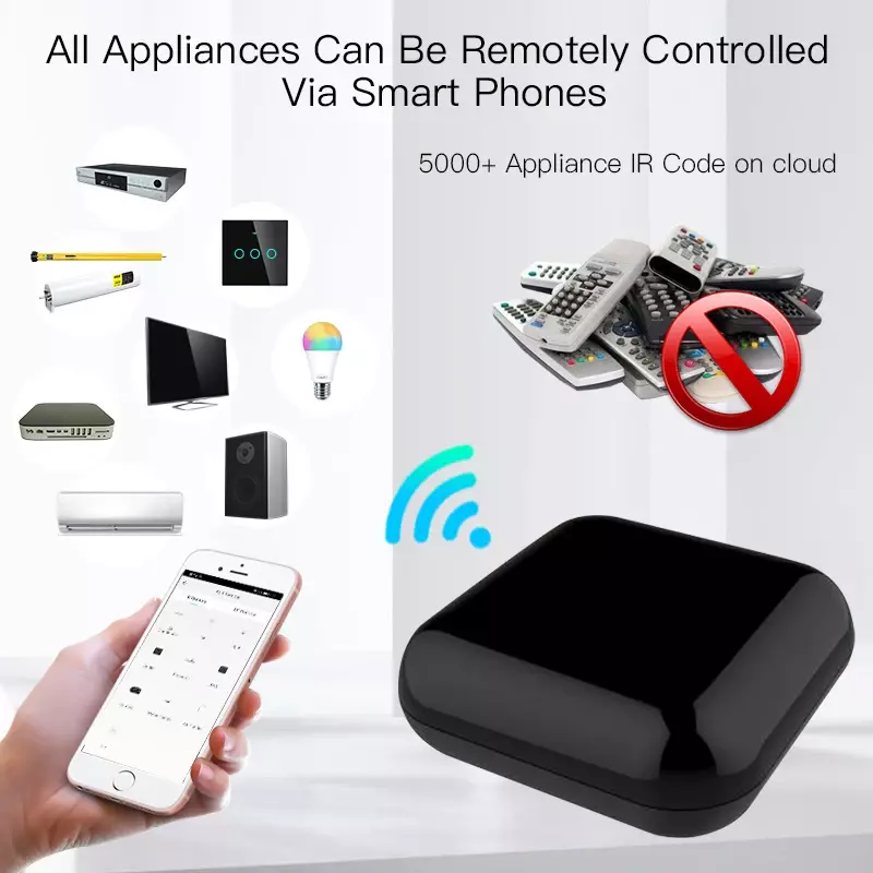 MOES Remote kontrol WiFi RF IR, pengontrol peralatan RF Universal aplikasi kehidupan pintar Tuya kontrol suara melalui Alexa Google rumah