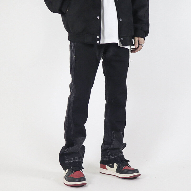 الرجال الجينز خياطة تصميم عالية الشارع فيبي الرياح مايكرو مضيئة جينز غير رسمي النسخة الكورية Y2K السراويل Ins Patchwork البيع خليط الجينز