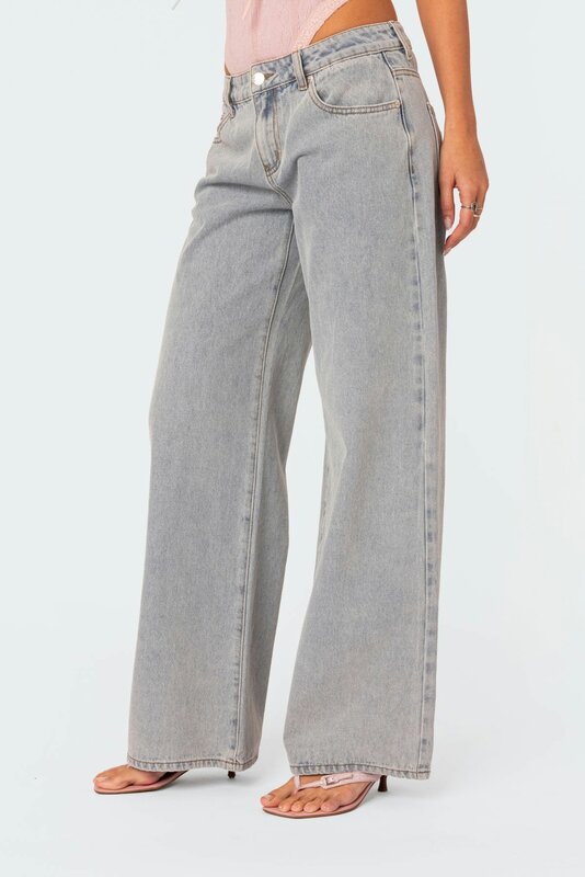 Y2k Women's Pants, Jeans, Casual Pants, Straight Loose Streetwear, High Street Bow Pattern, Large Mouth Vintage Long Pants