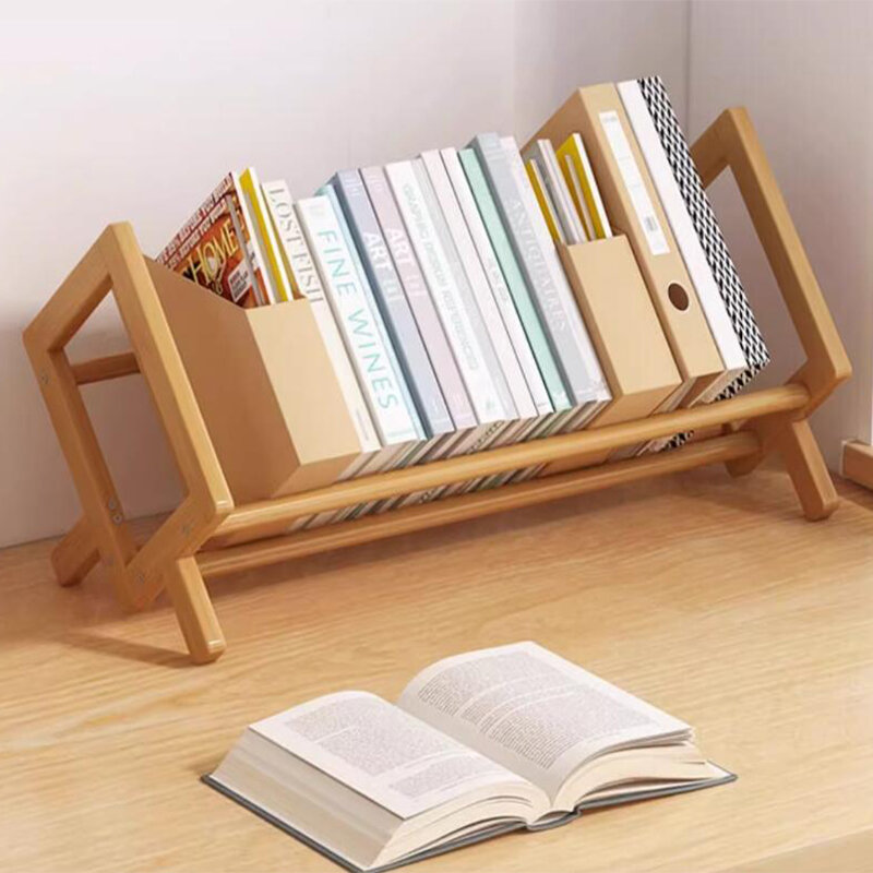 Soporte para revistas y muebles de oficina, estantes pequeños de madera de bambú original, soporte para libros en el escritorio, Envío Gratis