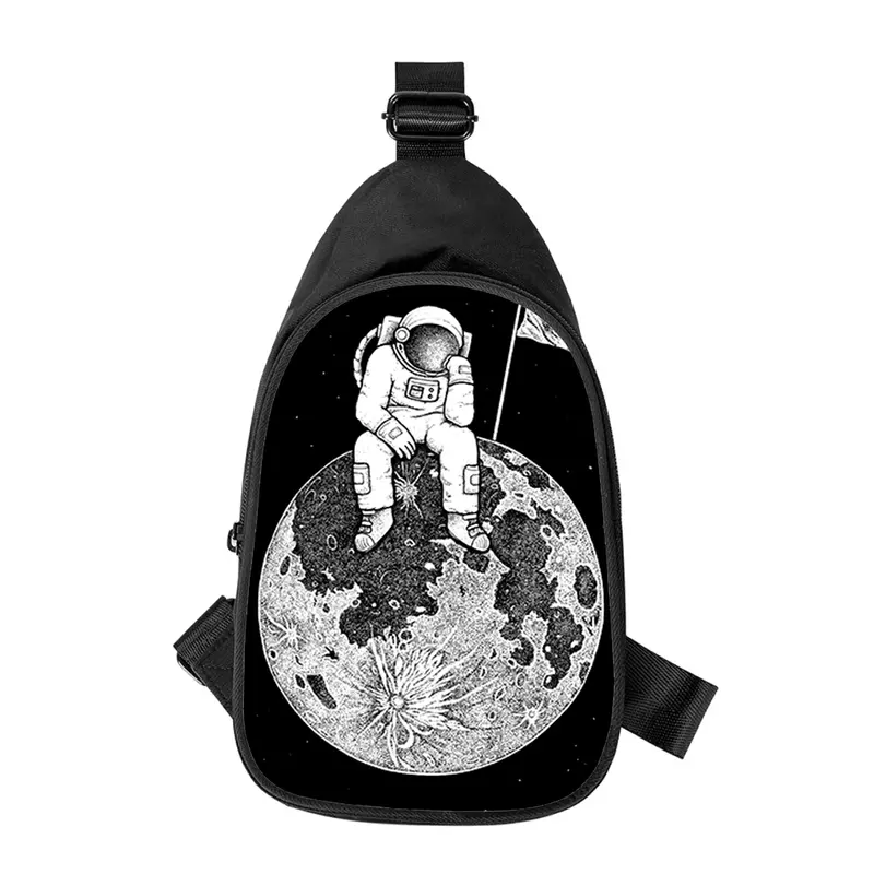 Bolso de pecho cruzado con estampado de astronauta espacial para hombres y mujeres, bolsa de hombro, paquete de cintura escolar para marido, creatividad, diagonal, nuevo