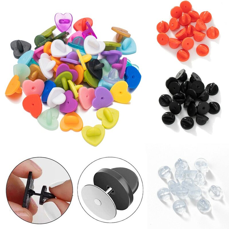 50Pcs Rubber Brooch Buckle Button Clasp Pin Backs Clutch Cap Back Stoppers Squeeze Badge Holder DIY Jewelry Making Accessories