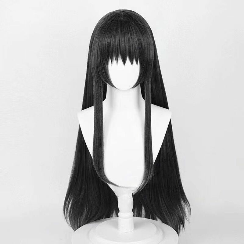 Peruka do Cosplay z siatką Akemi Homura ciemnoszary żaroodporny długi peruki z prostymi włosami akcesoria do kostiumów