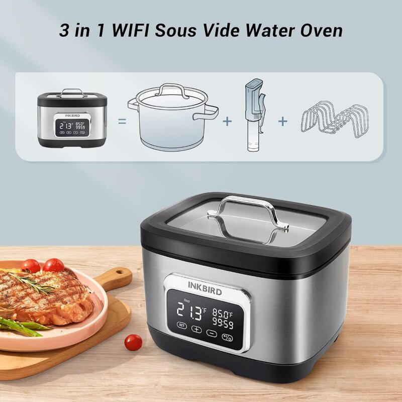 Inkbird Wifi Sous Vide Water Oven-3 in 1 Sous Vide Oven with Rack Divider| 700W Preset 3D Electromagnetic