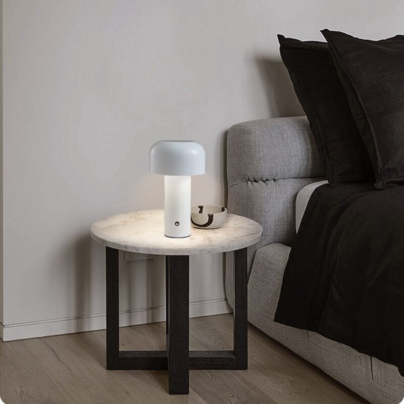 1Set Mushroom Touch Table Lamp Bedroom Bar Desktop Decorative Atmosphere Lamp Night Light Rechargeable USB Black