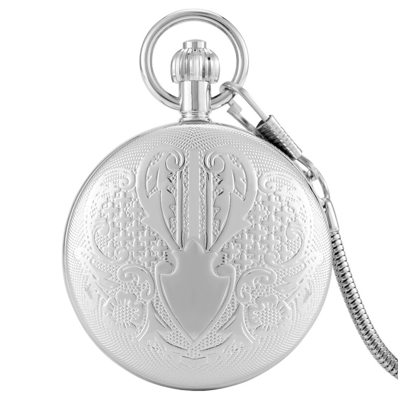 Exquisite Schild Silber reines Kupfer Herren Selbst aufzug mechanische Taschenuhr arabische Ziffern Zifferblatt antike Herren Taschenuhr
