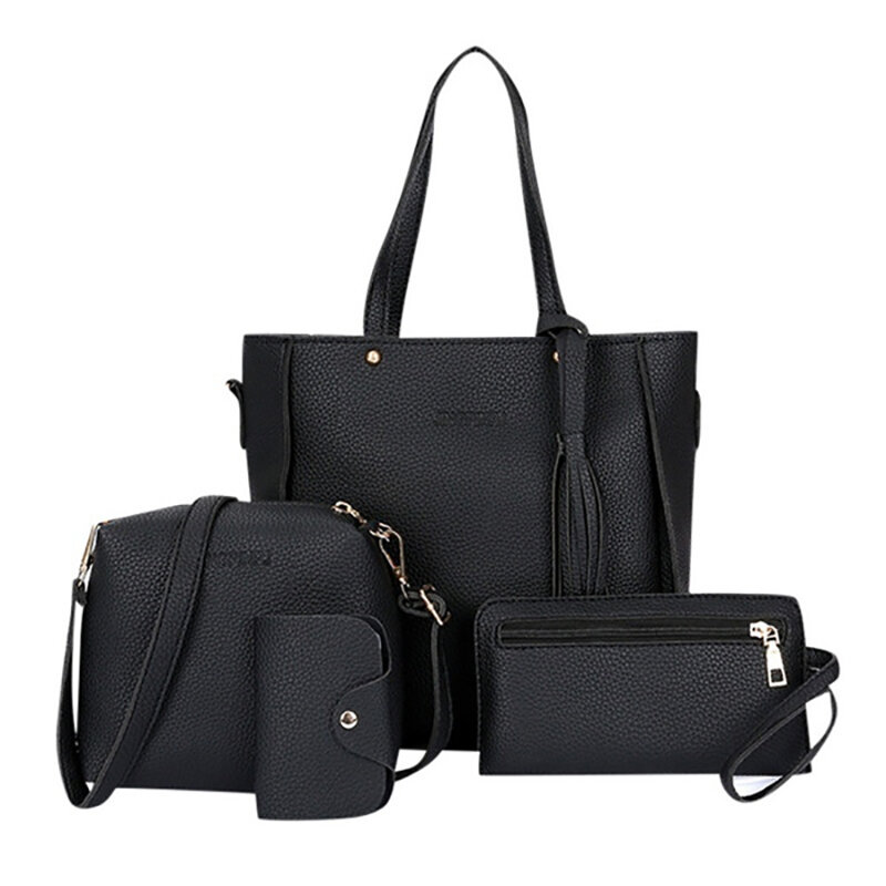 Leather Shoulder Bag Set para senhoras, Messenger Handbag, 4pcs, 9 cores