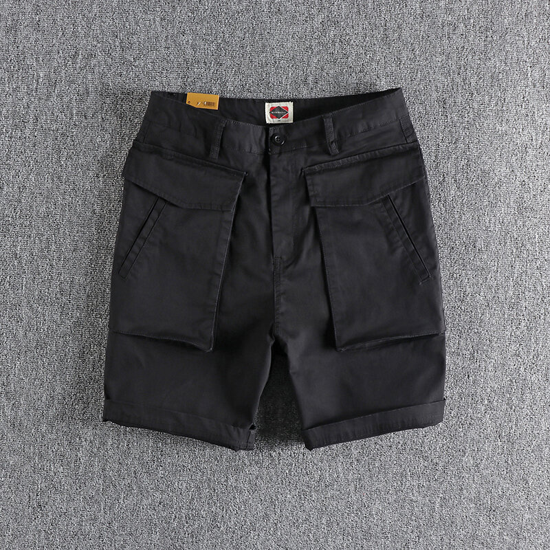 8816 # estate nuovi pantaloncini Cargo intrecciati retrò giapponesi moda uomo tridimensionale grande tasca lavato Casual pantaloni larghi a 5 punti