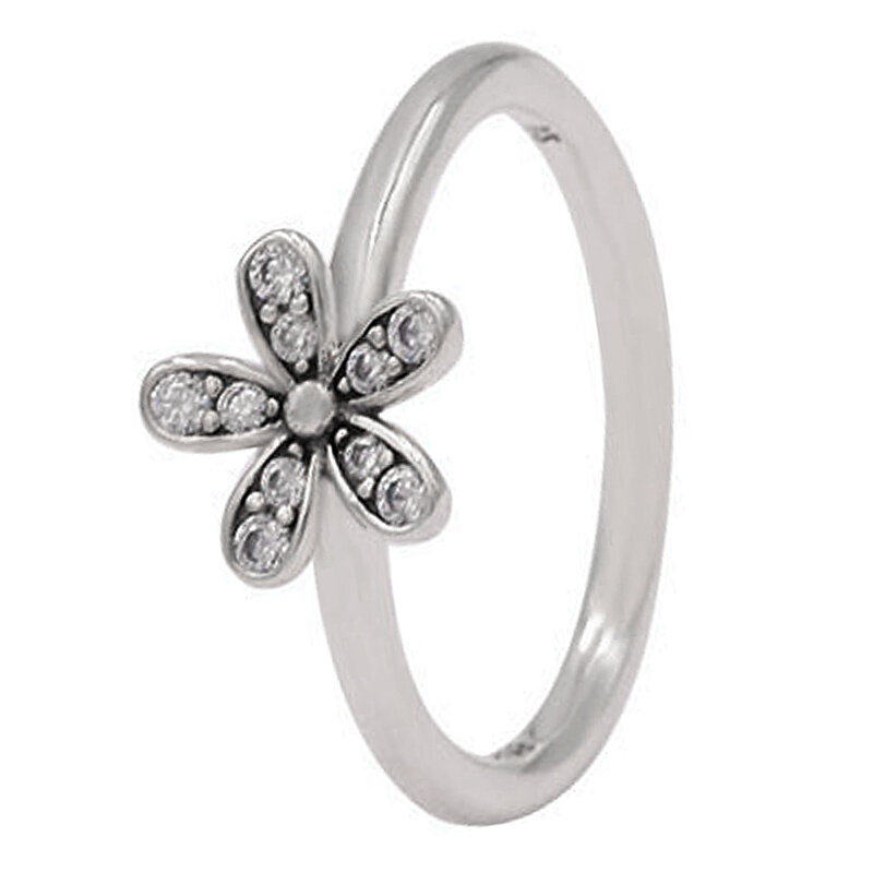 Oryginalna 925 Sterling Silver olśniewająca stokrotka kwiatowy zachwycający korona wolność z kryształowym pierścionkiem dla kobiet prezent popularna biżuteria DIY