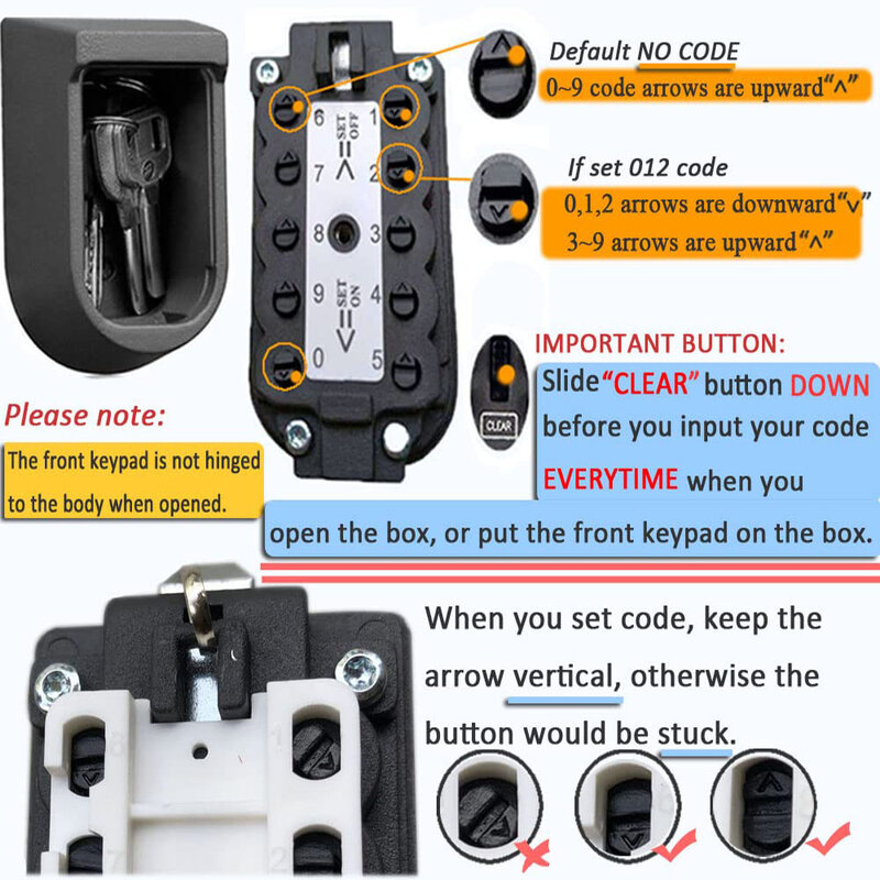 Caja de bloqueo de llaves para montaje en pared exterior, almacenamiento de llaves de repuesto impermeable, combinación de 10 dígitos, botón pulsador
