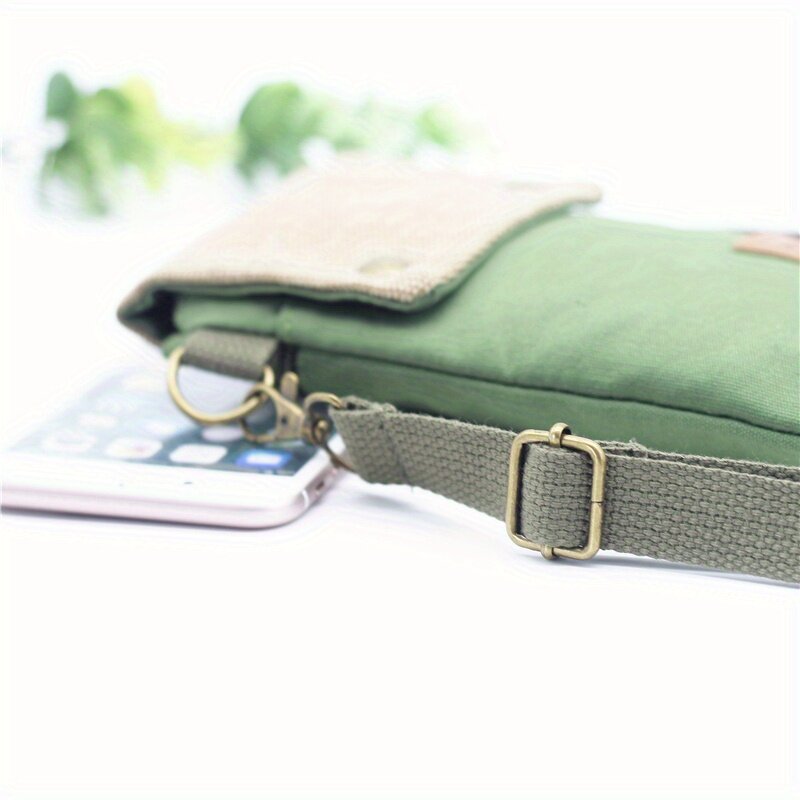 Mini bolsa tiracolo de tecido para mulheres, contraste de cor, bolsa para celular, bolsa de ombro vintage, pequena, nova