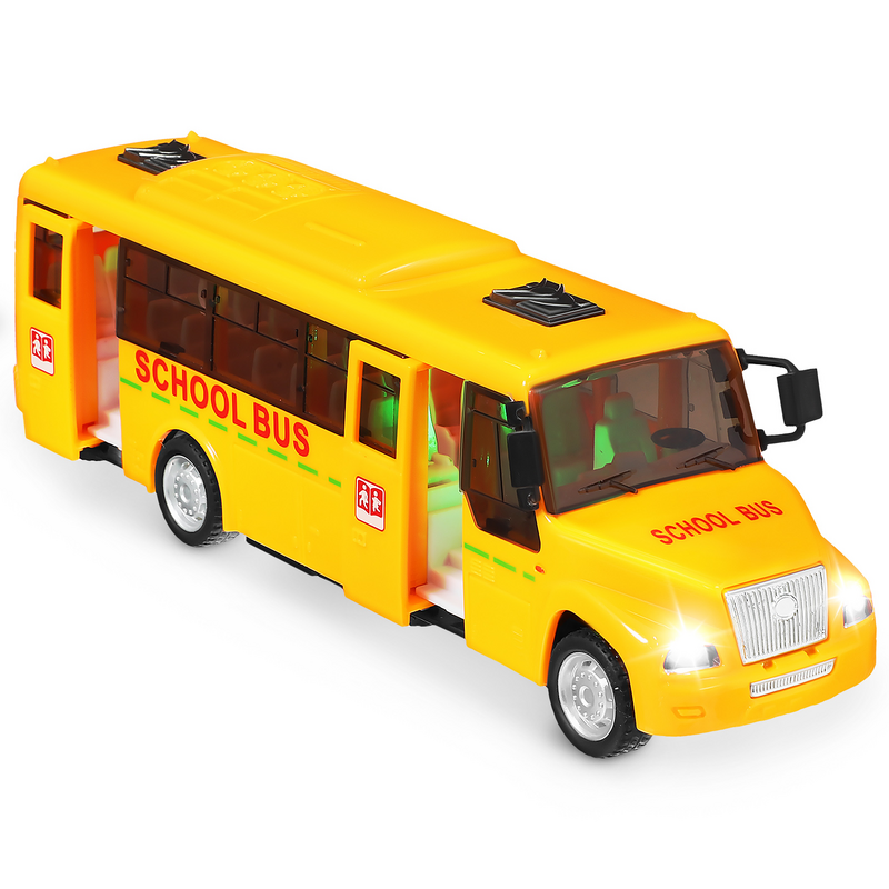 Bus scolaire son et lumière moulé sous pression, jouets de véhicule vintage pour les tout-petits, voiture à friction arrière, simulation 62, jouets pour enfants
