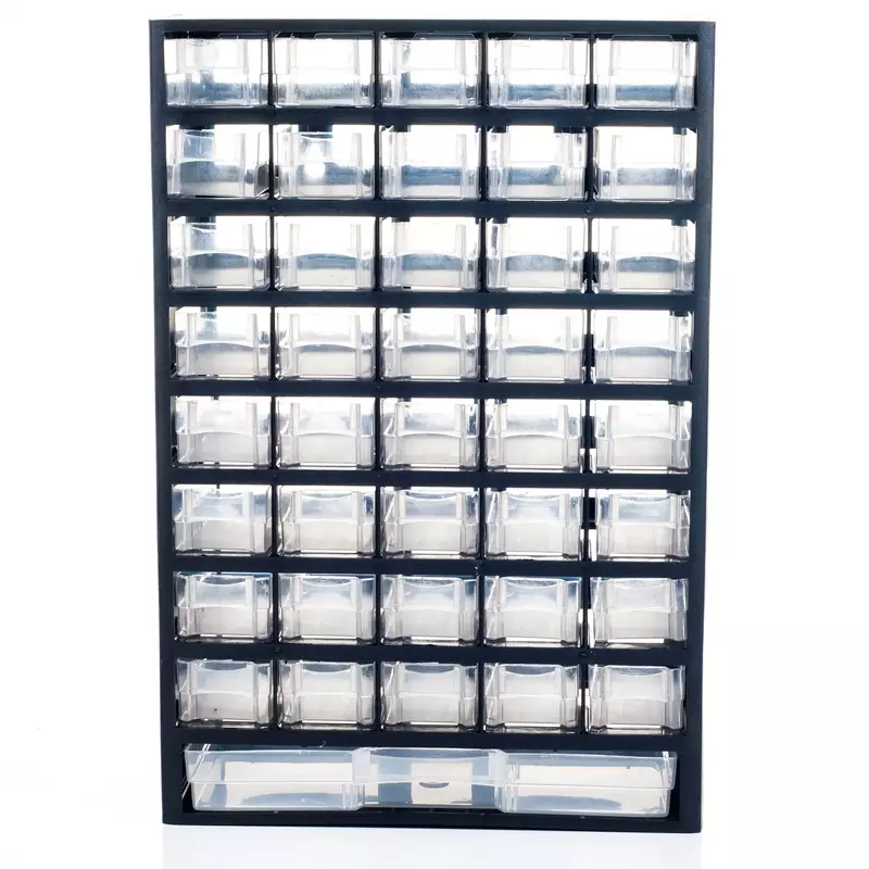 Plastikowe szuflady do przechowywania narzędzi lub rękodzieła z 4 przegrodami, czarne
