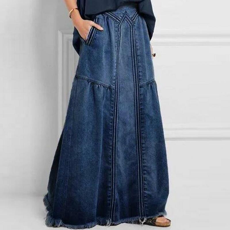 Mode Dame Rock einfarbig Mitte Taille maschinen wasch bar Vintage Jeans rock