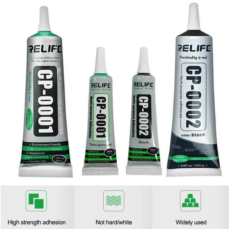 RELIFE 50ML 15ML Transparent Black Adhesive Clear Liquid Water Proof Glue For Mobile Phone Frame LCD Screen Back Cover Repair