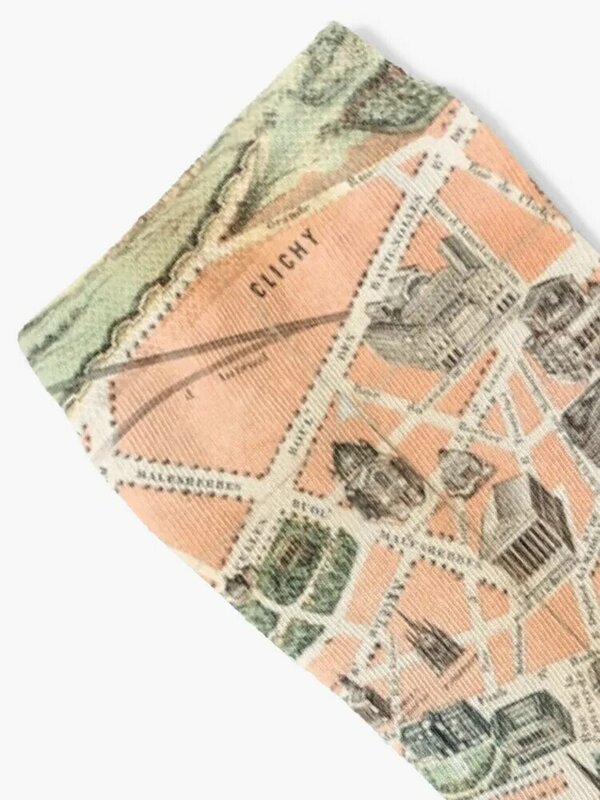Calcetines Vintage con mapa de París para hombre y mujer, medias de lujo para correr