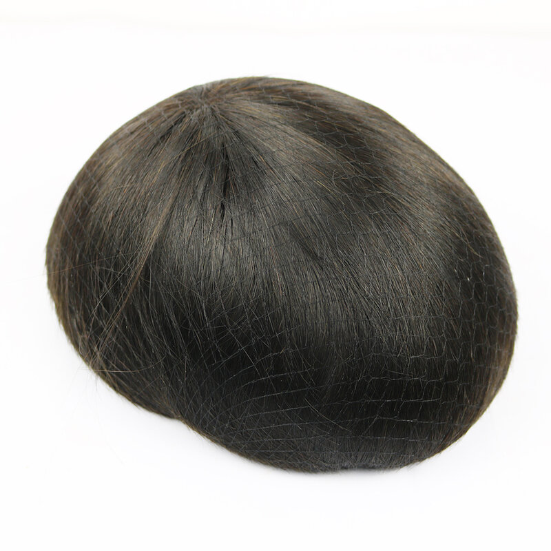 Black Bleached Knots Versalite Lace&PU Base Men Toupee 100% Human Hair Man Wigs Super Durable Natural Hairline Hair Prosthesis