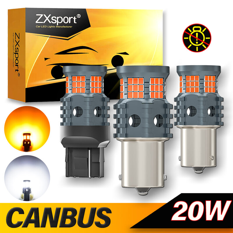 2x Led Lights P21W No Hyper Flash 1156 BA15S BAU15S PY21W T20 7440 Bulb Car Tuning Canbus Turn Signal Lamp Amber Error Free Leds